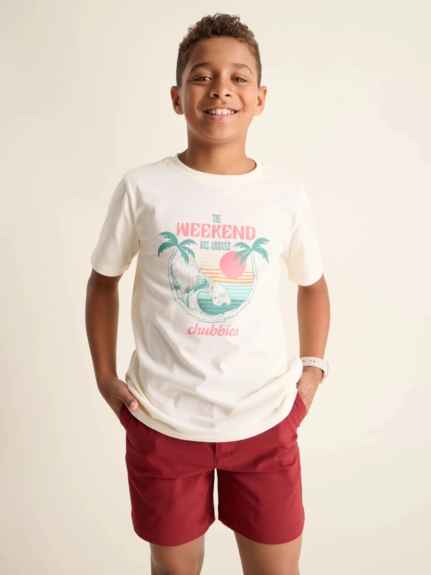 The 70's Sun, Palm & Wave (Youth Non Pocket T-Shirt) - Soft White 1 The 70's Sun, Palm & Wave (Youth Non Pocket T-Shirt) - Soft White