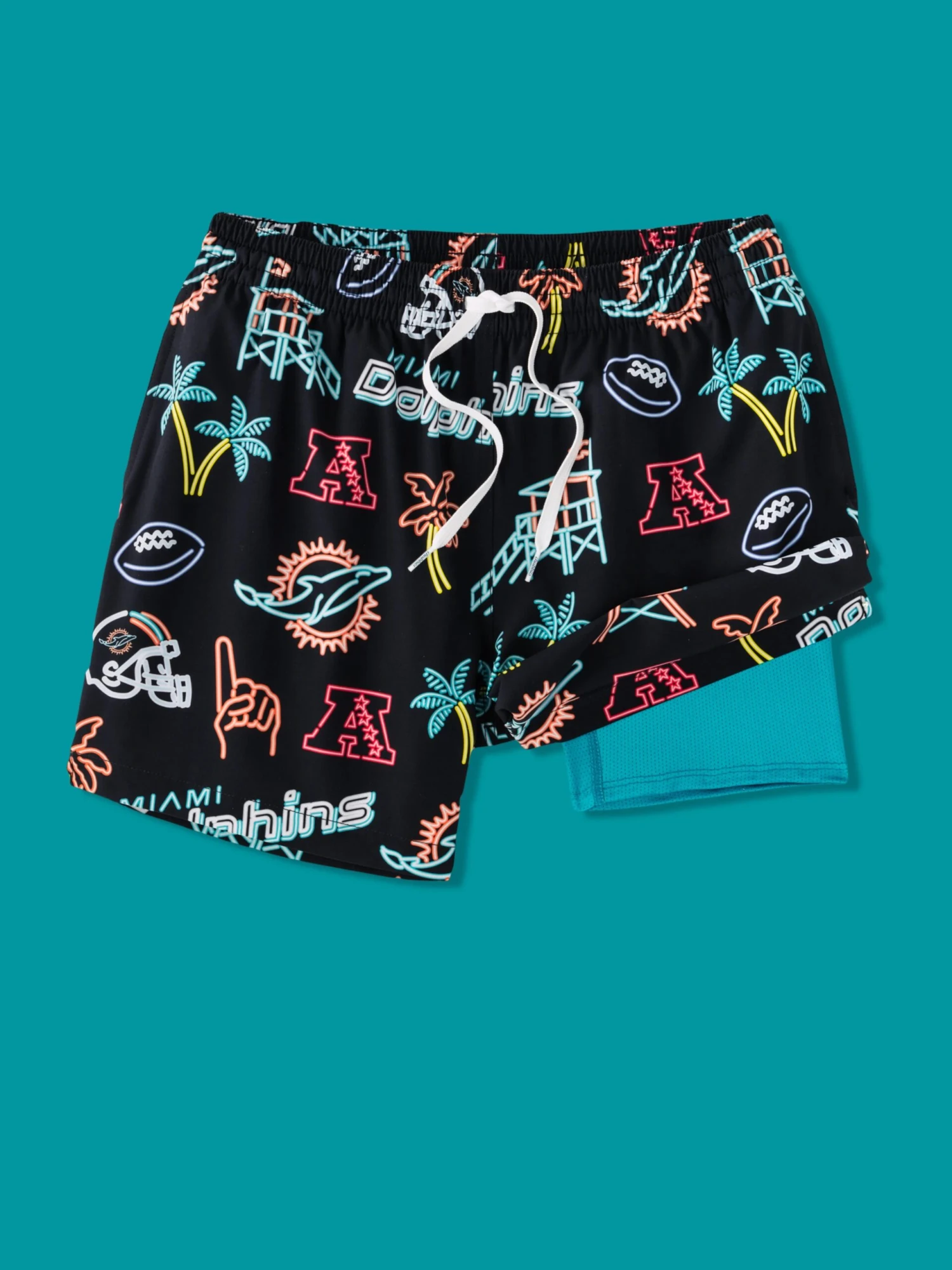 The Neon Dolphins 5.5" (NFL Classic Lined Swim Trunks) 1 The Neon Dolphins 5.5" (NFL Classic Lined Swim Trunks)
