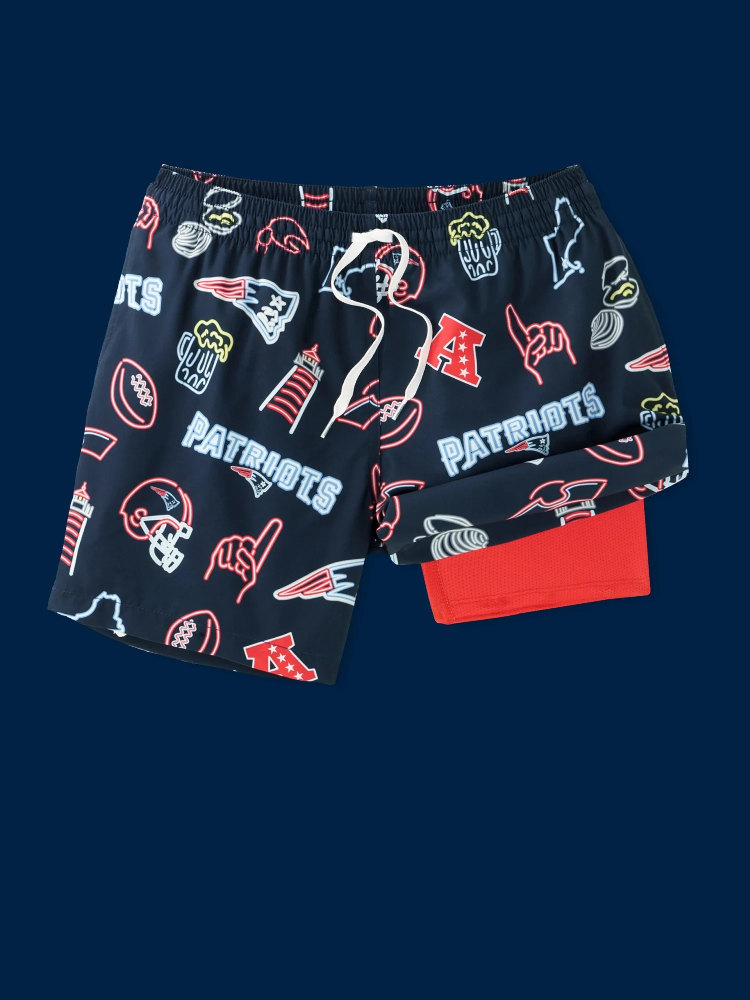 The Neon Patriots 5.5" (NFL Classic Lined Swim Trunks) 1 The Neon Patriots 5.5" (NFL Classic Lined Swim Trunks)