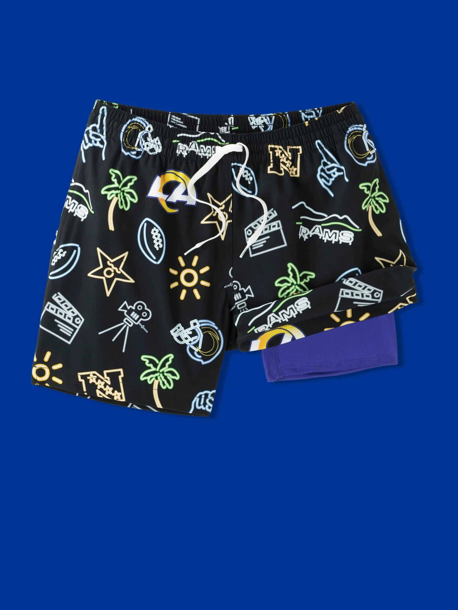 The Neon Rams 5.5" (NFL Classic Lined Swim Trunks) 1 The Neon Rams 5.5" (NFL Classic Lined Swim Trunks)