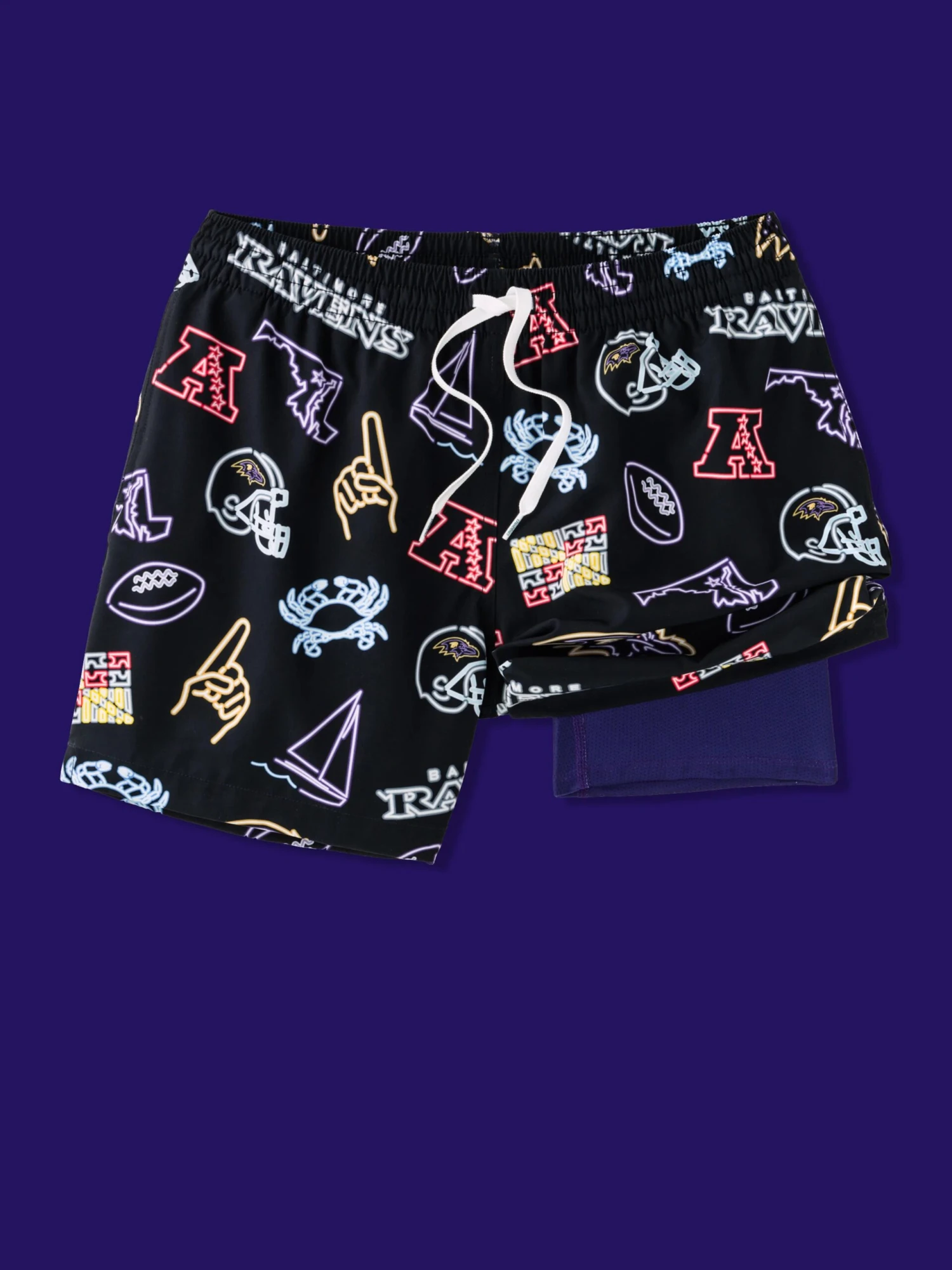 The Neon Ravens 5.5" (NFL Classic Lined Swim Trunks) 1 The Neon Ravens 5.5" (NFL Classic Lined Swim Trunks)