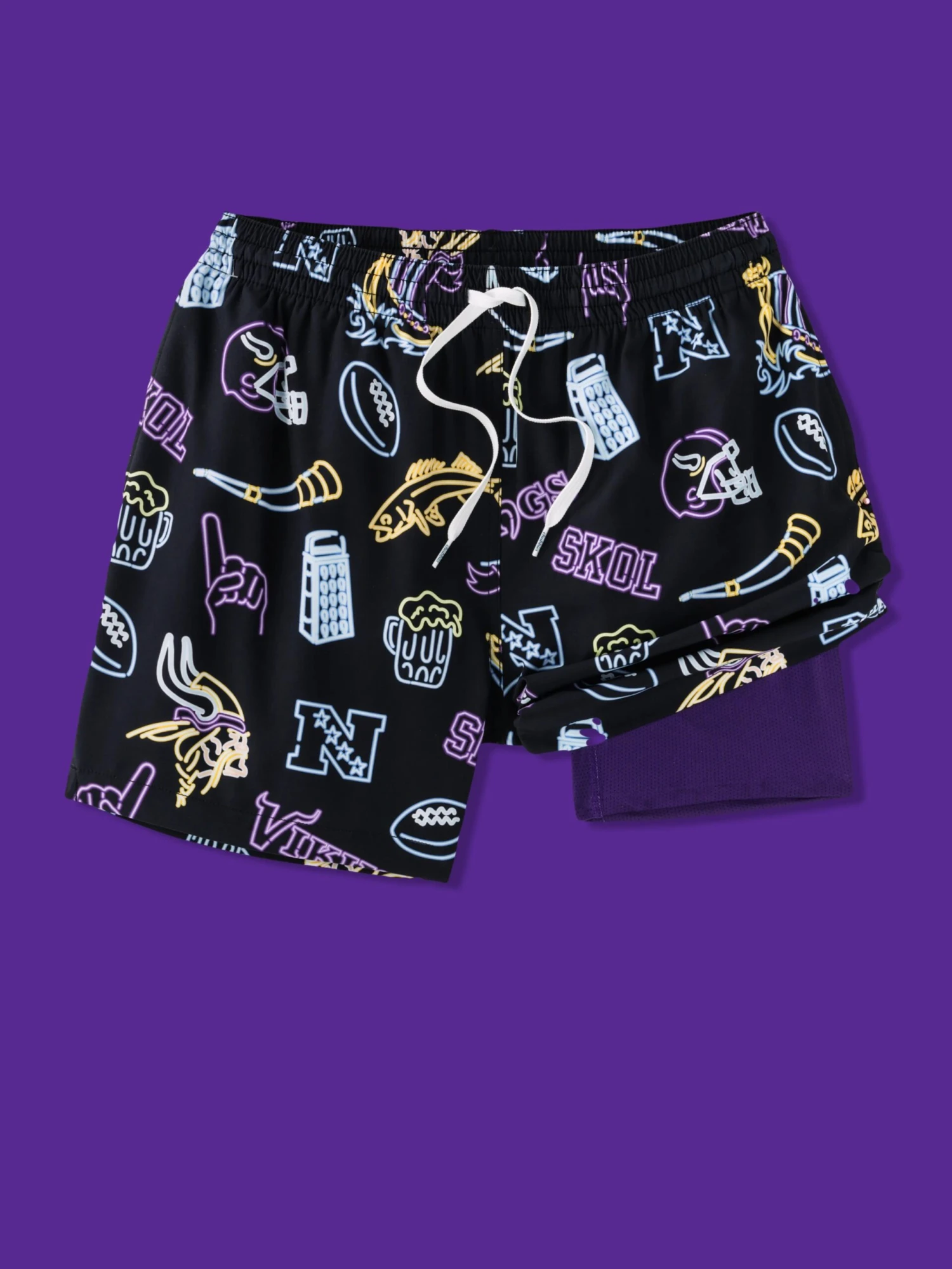 The Neon Vikings 5.5" (NFL Classic Lined Swim Trunks) 1 The Neon Vikings 5.5" (NFL Classic Lined Swim Trunks)